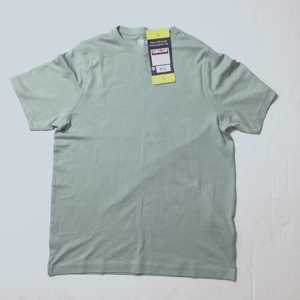 Kirkland Signature Men's Peruvian Prima Cotton Tee Sage Green Small - Picture 1 of 5
